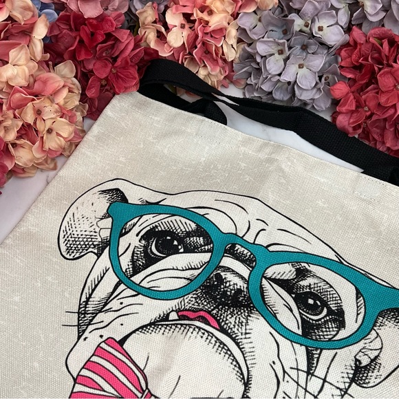 Eco-Friendly Preppy English Bulldog Folding Tote Bag - Picture 7 of 14